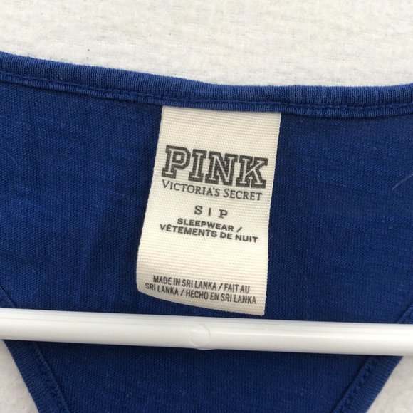 5️Pink Victorias Secret Womens Navy Blue Sleepwear Racerback Tank Top Size Small - Picture 3 of 5
